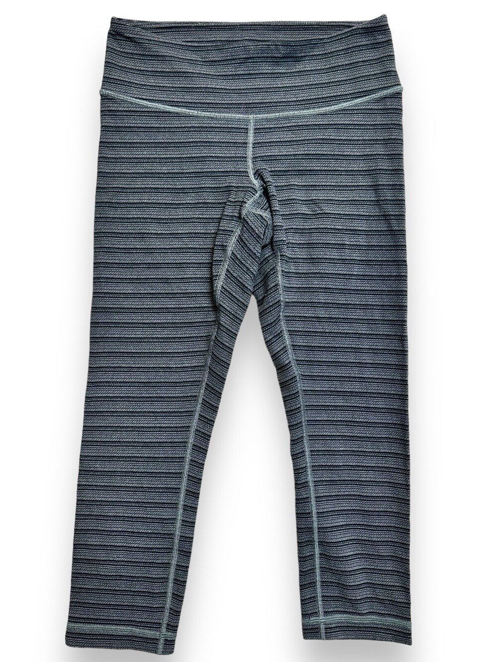 Lululemon Wunder Under Crop II Women's 4 Textured Stripe Slate Deep Coal Gray